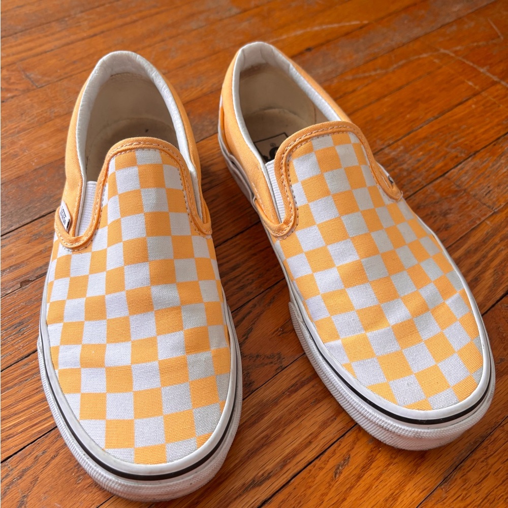 Vans Checkerboard Slip-On Shoes - yellow and White